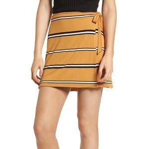 BP Mini Wrap Skirt, Striped Mustard Yellow